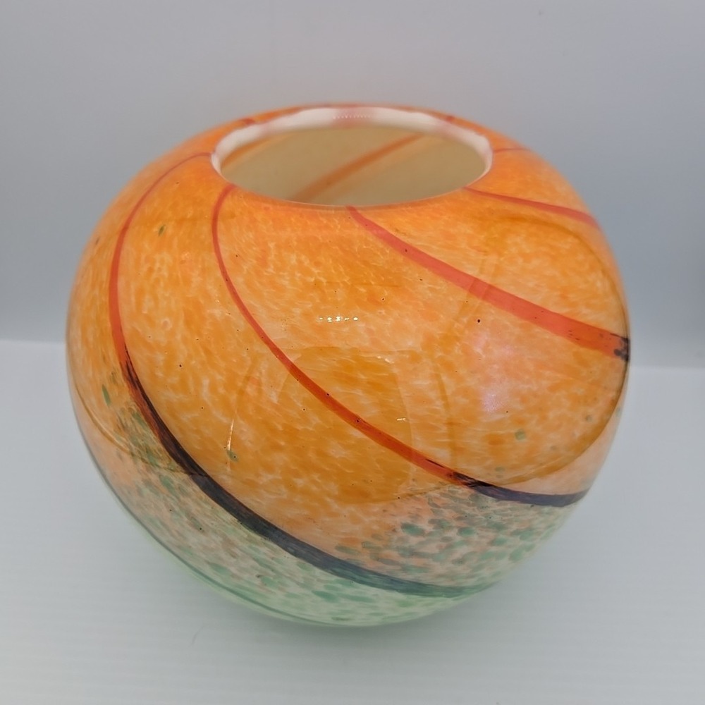 Unique Murano Style Vibrant Multi-Color Swirl Vase/Planter